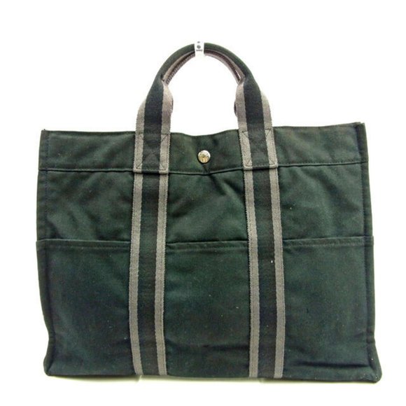 Hermes Handbags - Hermes Tote bag Fourre Tout Black Grey Woman Authentic Used Y5998
